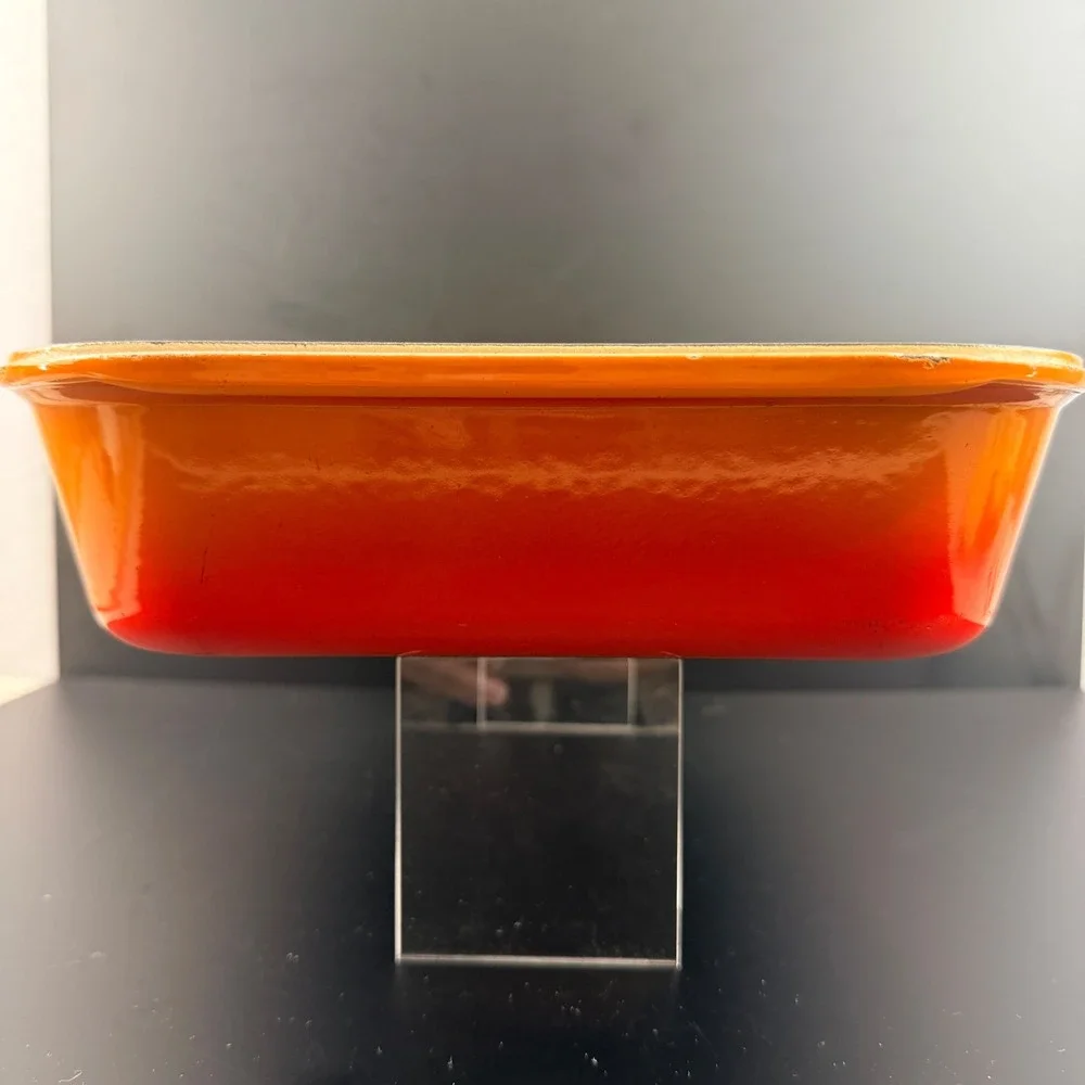 Vintage Le Creuset #40 Flame Orange Enameled Cast Iron Rectangular Baker Roaster